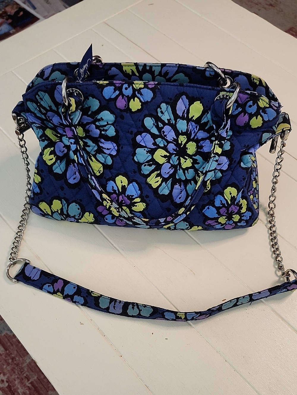 Vera Bradley Indigo Pop Shoulder Bag With Detachable Handles